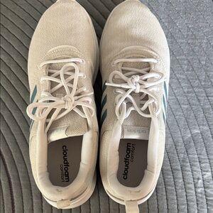 adidas Women's Cream and Blue Sneakers